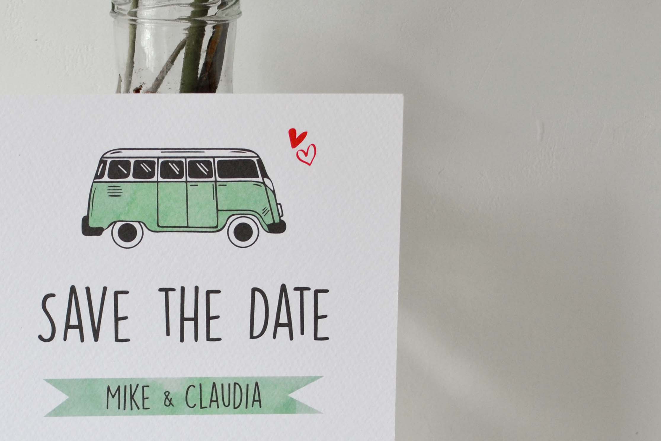 Save the date kaart Mike & Claudia