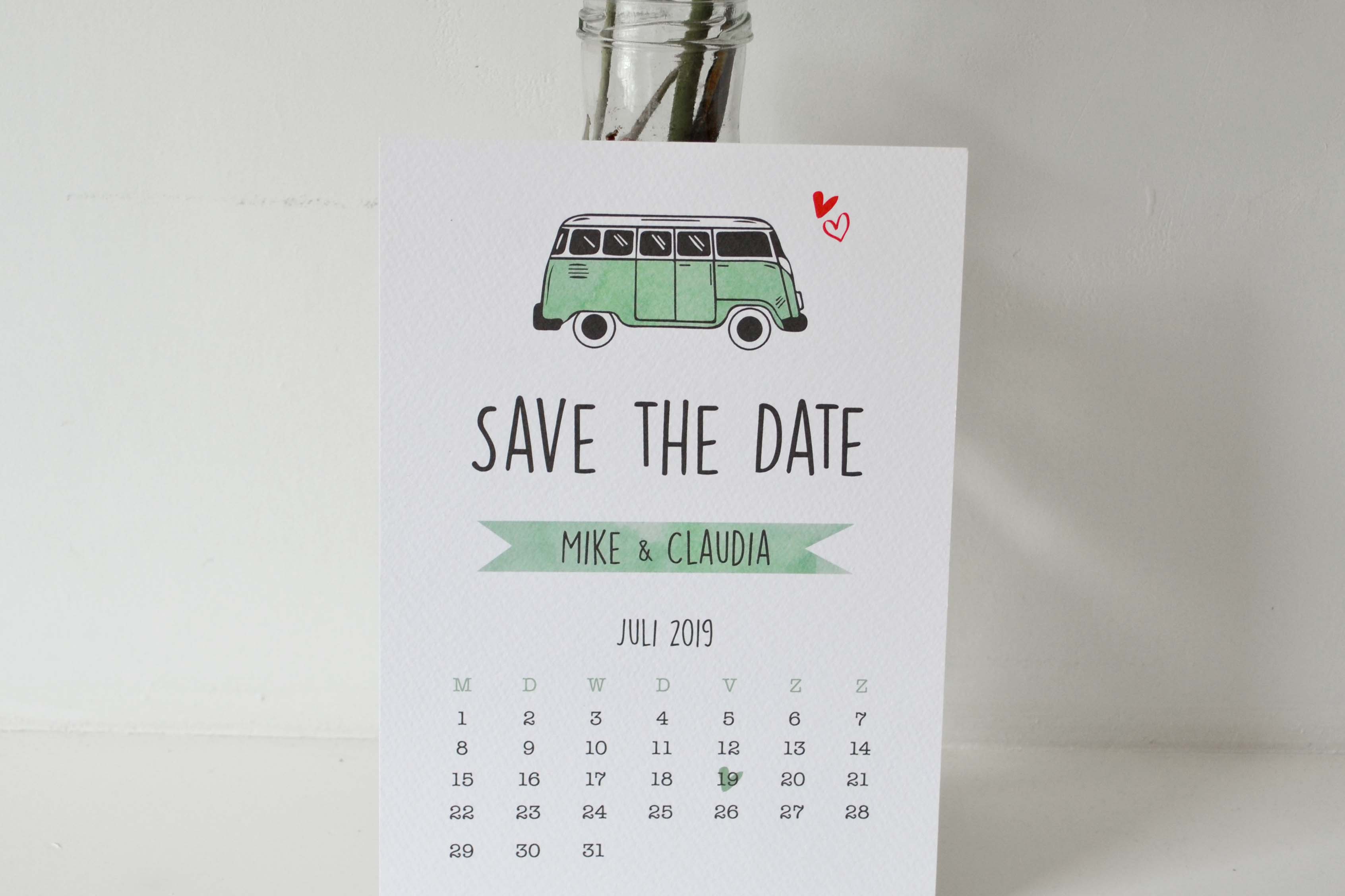 Save the date kaart Mike & Claudia